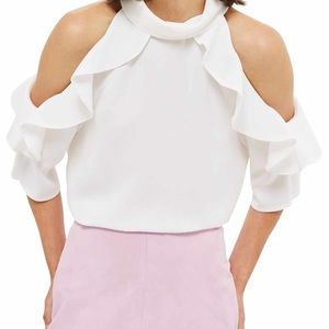 Topshop Cold Shoulder Ruffle Top